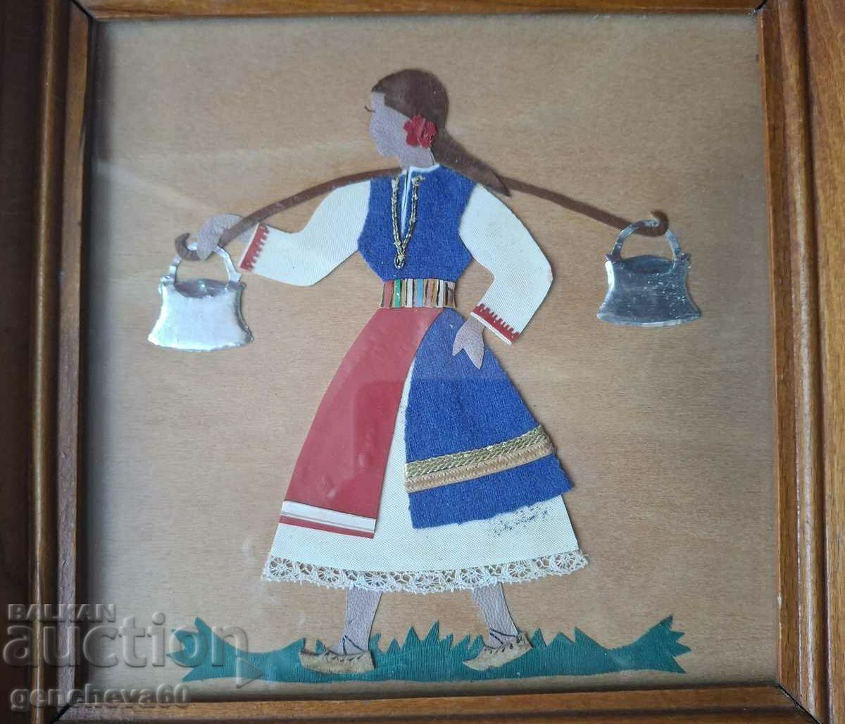 Handmade old painting, "Girl with mints" - 5