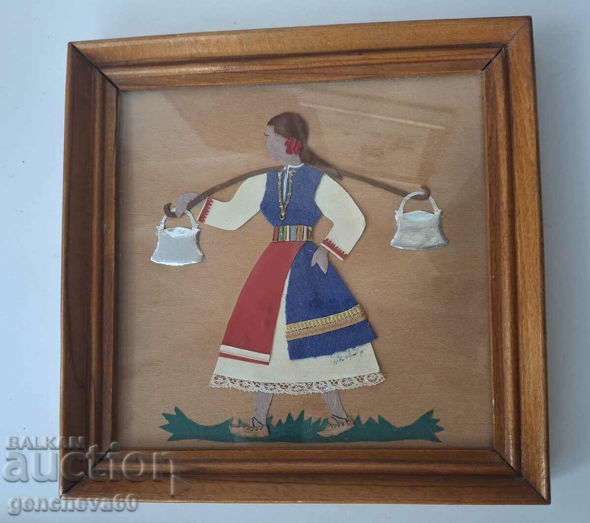 Handmade old painting, "Girl with mints" - 6