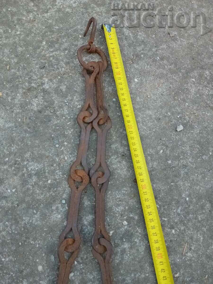 Old wrought iron chain with hook, hearth chain hook chain with price 41.00 BGN | € 20.96 Old wrought iron chain with hook, hearth chain hook chain with price 41.00 BGN | € 20.96