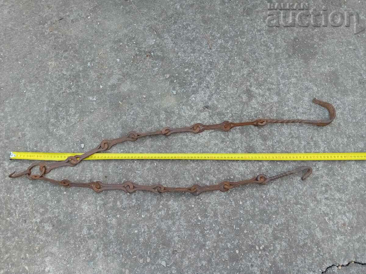 Old wrought iron chain with hook, hearth chain hook chain - 5 Old wrought iron chain with hook, hearth chain hook chain - 5