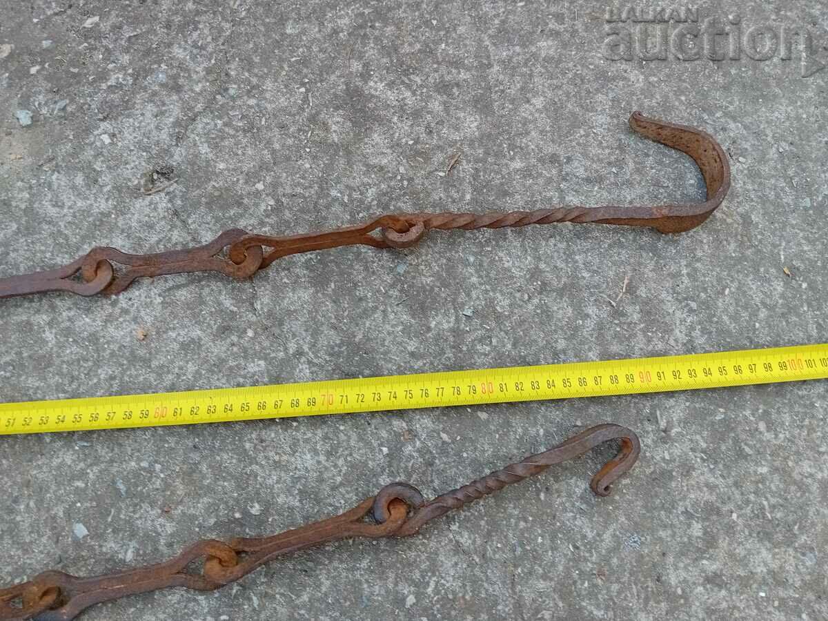 Old wrought iron chain with hook, hearth chain hook chain - 7 Old wrought iron chain with hook, hearth chain hook chain - 7