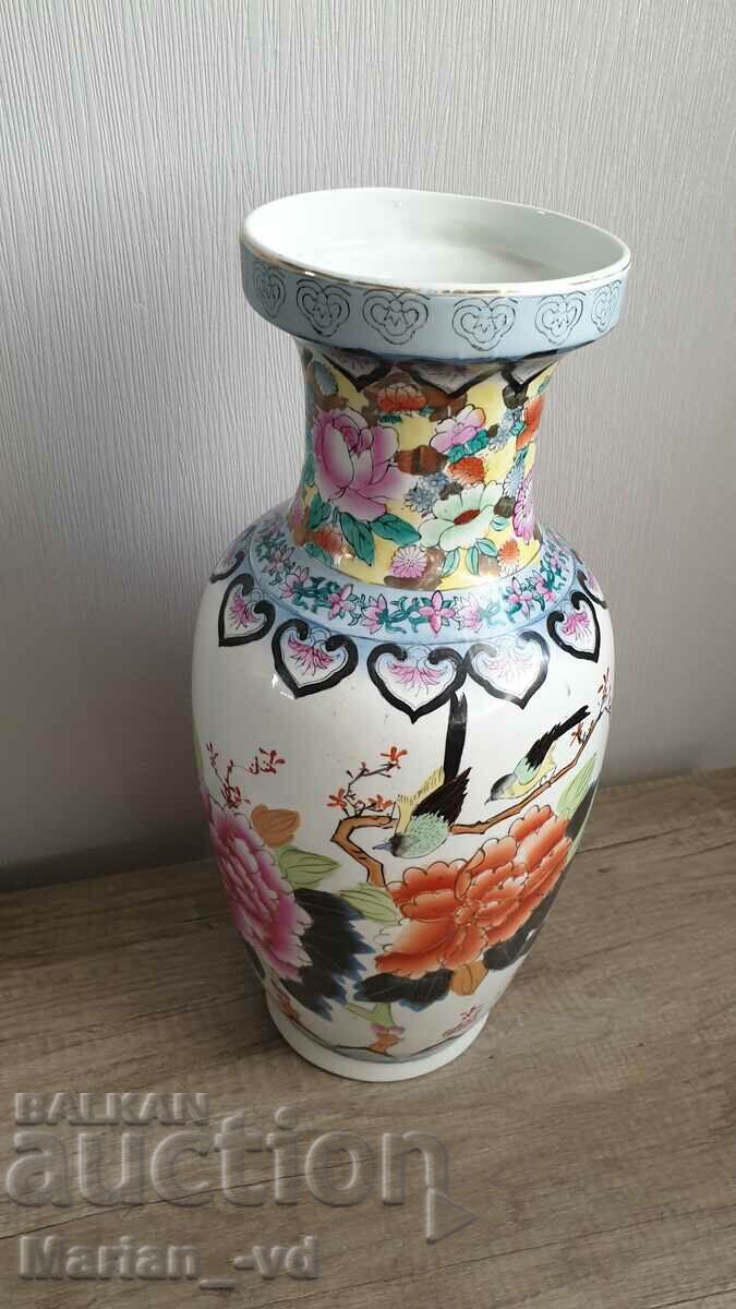 Large old hand painted porcelain Chinese vase 47cm - 5 Large old hand painted porcelain Chinese vase 47cm - 5
