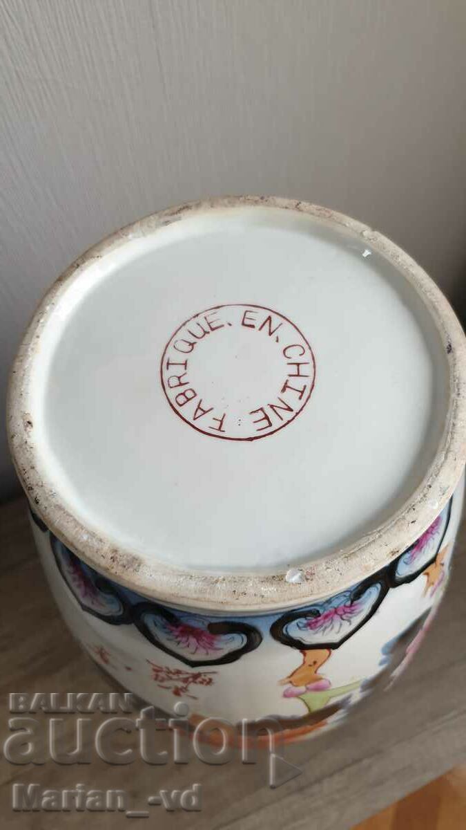 Large old hand painted porcelain Chinese vase 47cm - 6 Large old hand painted porcelain Chinese vase 47cm - 6