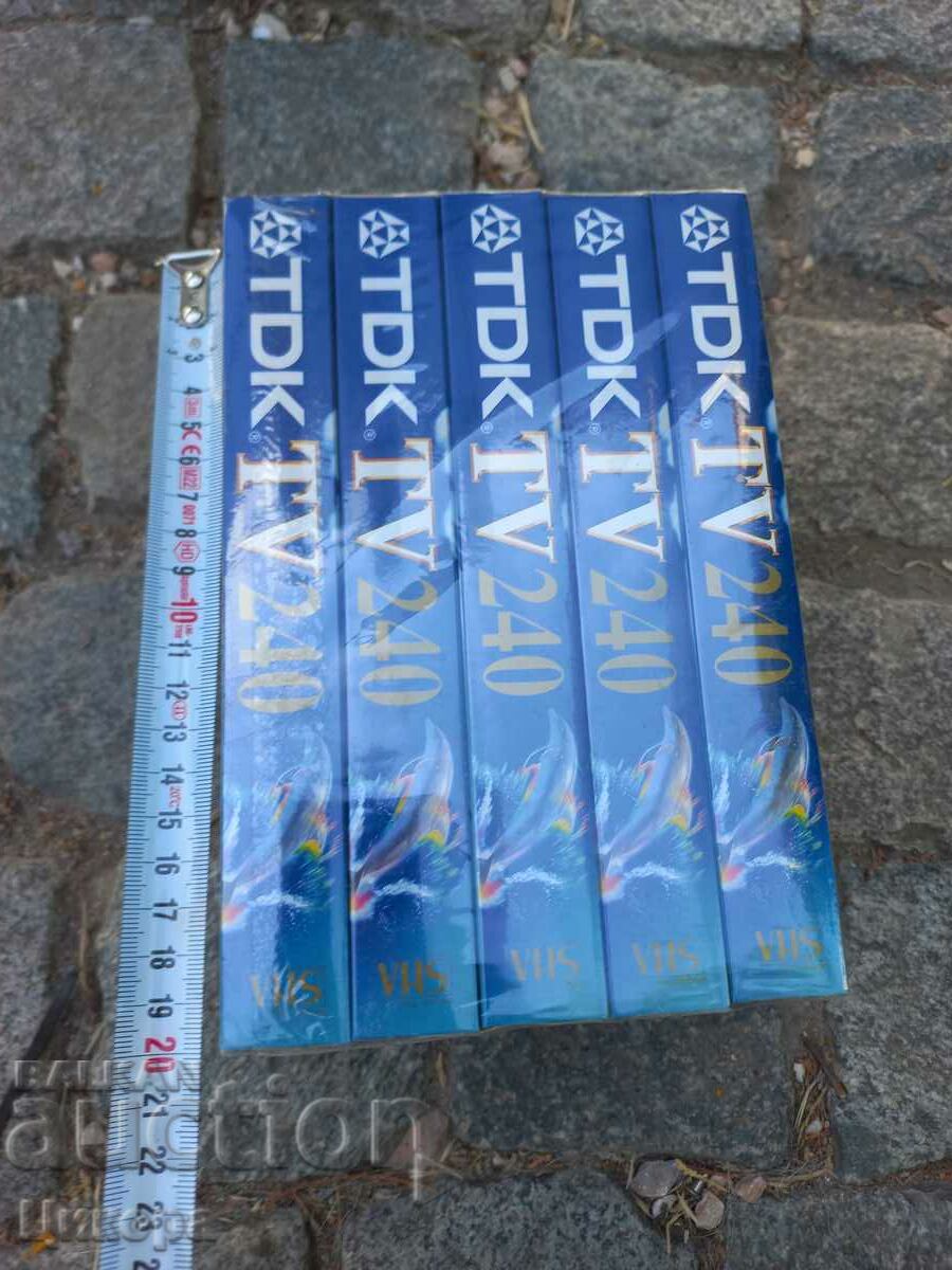 NEW VIDEO CASSETTES TDK 240-5 pcs. with price 120.00 BGN | € 61.36 NEW VIDEO CASSETTES TDK 240-5 pcs. with price 120.00 BGN | € 61.36