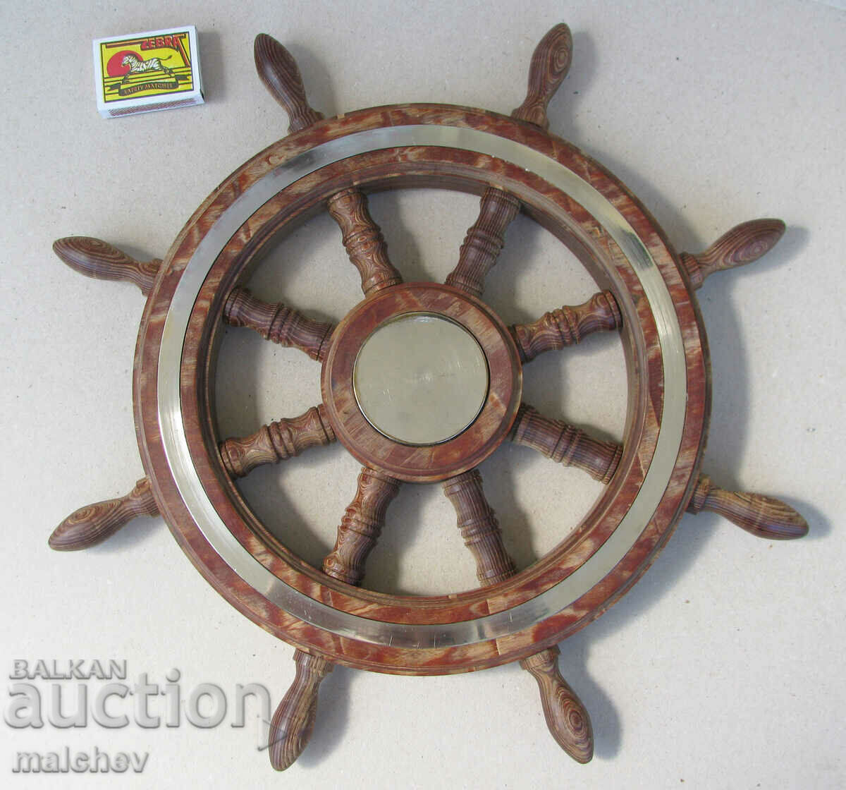 Wooden steering wheel 38 cm wall decoration impregnated wood