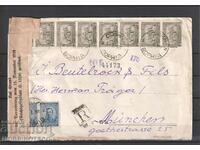 TRAVELED ENVELOPE SOFIA MUNICH 1921 CENSORSHIP PRINTED BULGARIAN