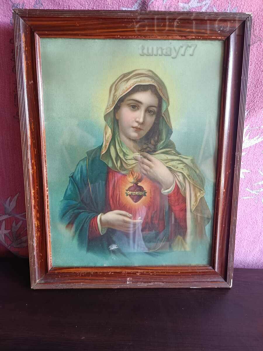 Antique religious print Immaculate Heart of Mary the Holy c