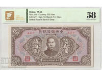 China 500 Yuan 1943 Central Reserve Bank Pick J28b TQG