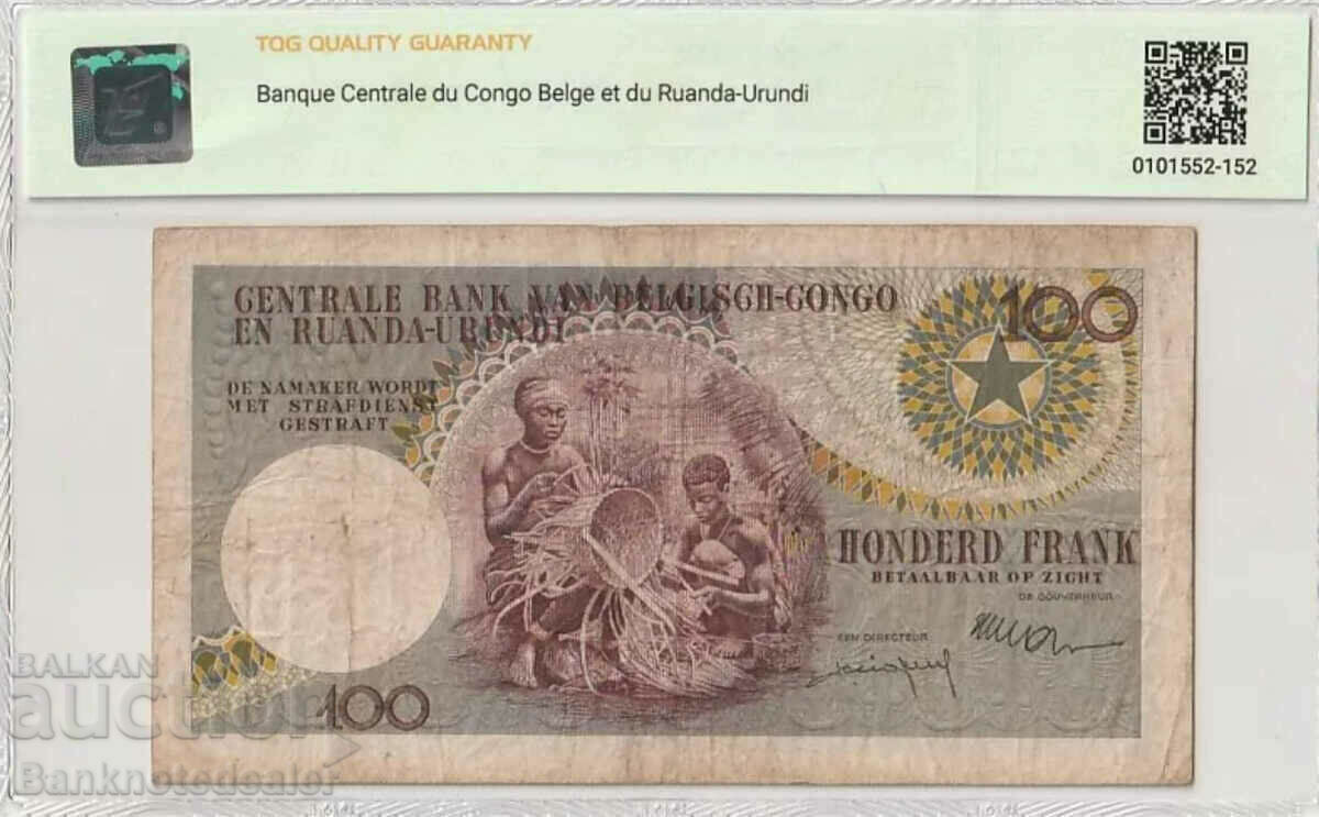 Belgian Congo 100 Frances 1959 Pick 33b TQG 20 with price 150.00 BGN | € 76.69 Belgian Congo 100 Frances 1959 Pick 33b TQG 20 with price 150.00 BGN | € 76.69