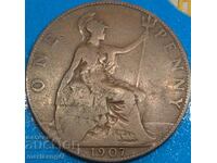 Great Britain 1 penny 1907 30mm bronze