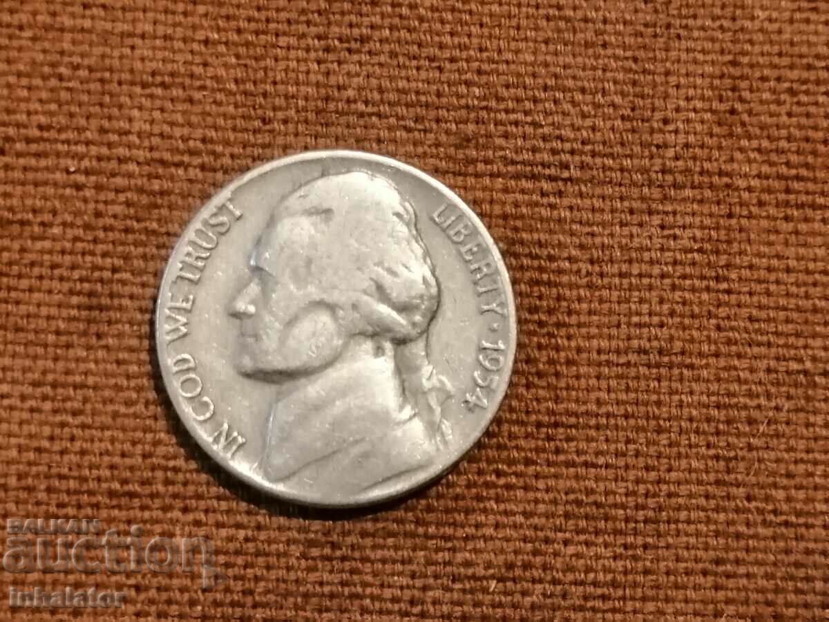 1954 D US 5 cents