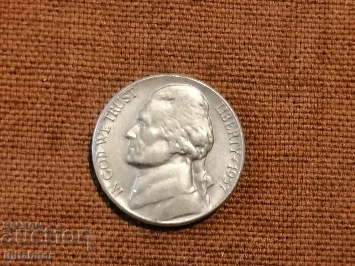 1957 D US 5 cents