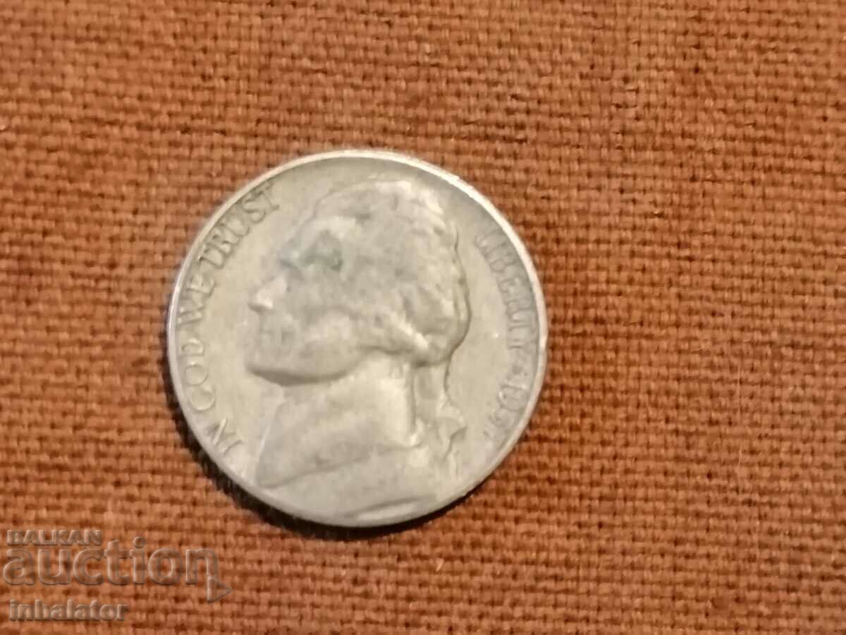 1957 D US 5 cents