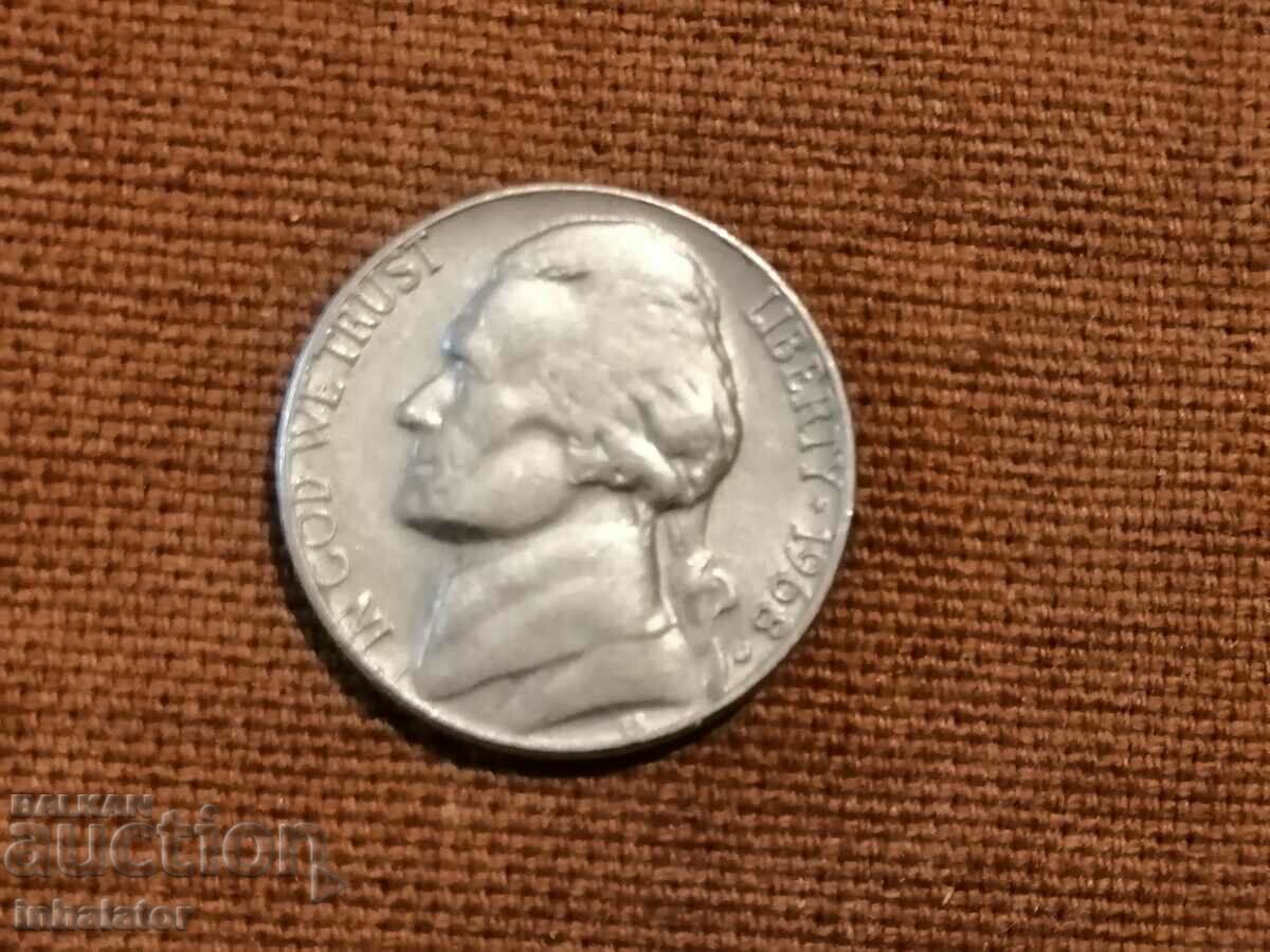 1968 D US 5 cents