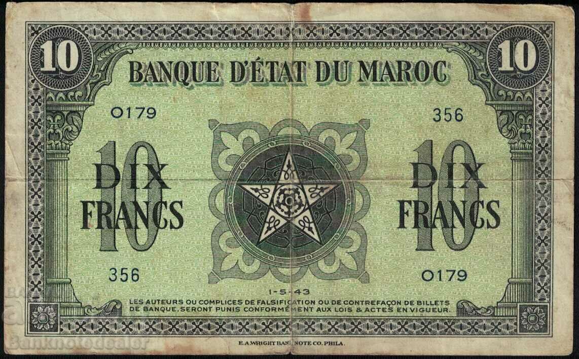 Maroc 10 franci 1943 Pick 25 Ref 0179