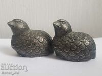 Vintage Metal Salt and Pepper Quails