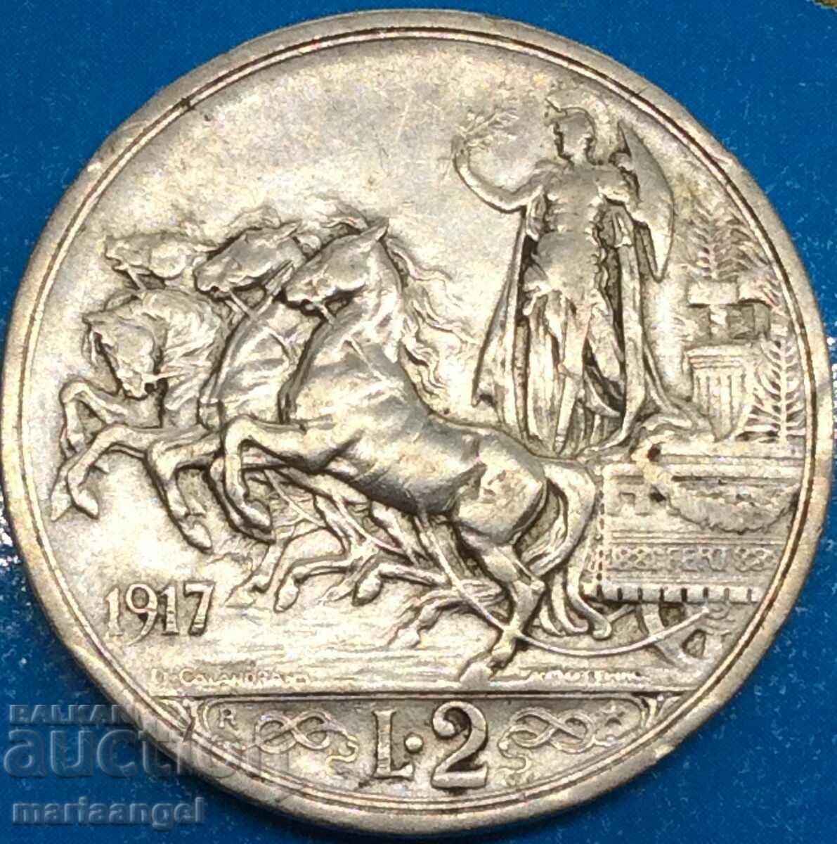 2 lire 1917 Italia Victor Emmanuel III argint - rar