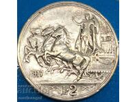 2 lira 1917 Italy Victor Emmanuel III silver - rare