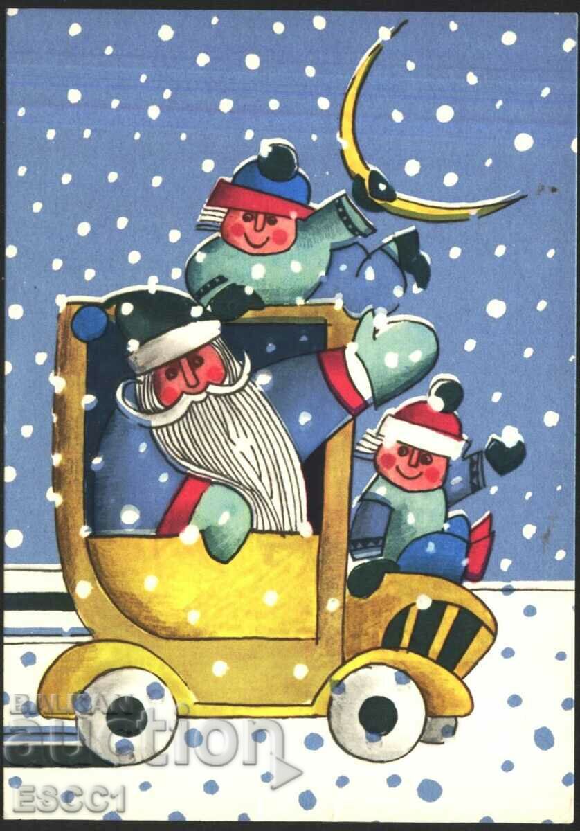 Greeting card New Year 1986 from USSR Lithuania