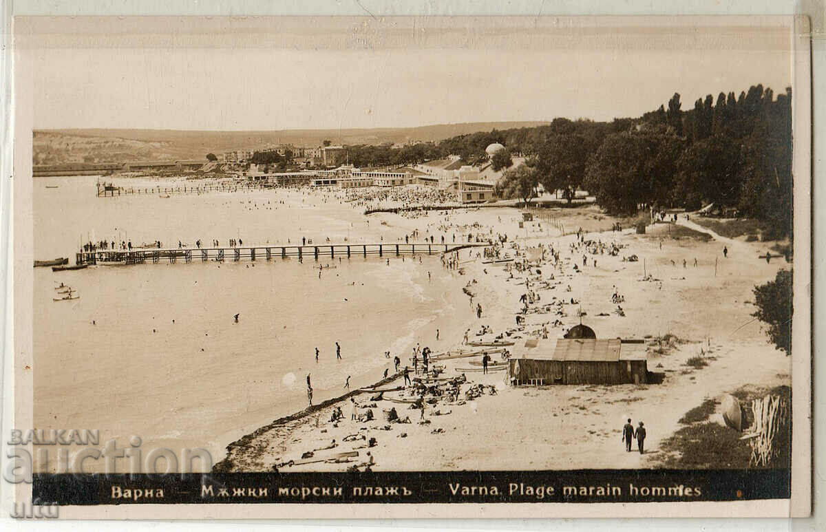 България, Варна, Мъжки морски плаж, непътувала, 1929 г.