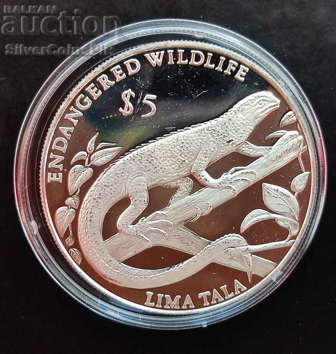 Silver 5 Tala Lizard 1993 Animale pe cale de dispariție Tokelau