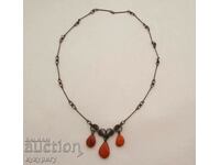 Old women's necklace necklace with natural amber jewelry jewelry