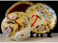 Cup and saucer, Japanese Kutani porcelain from 1900.