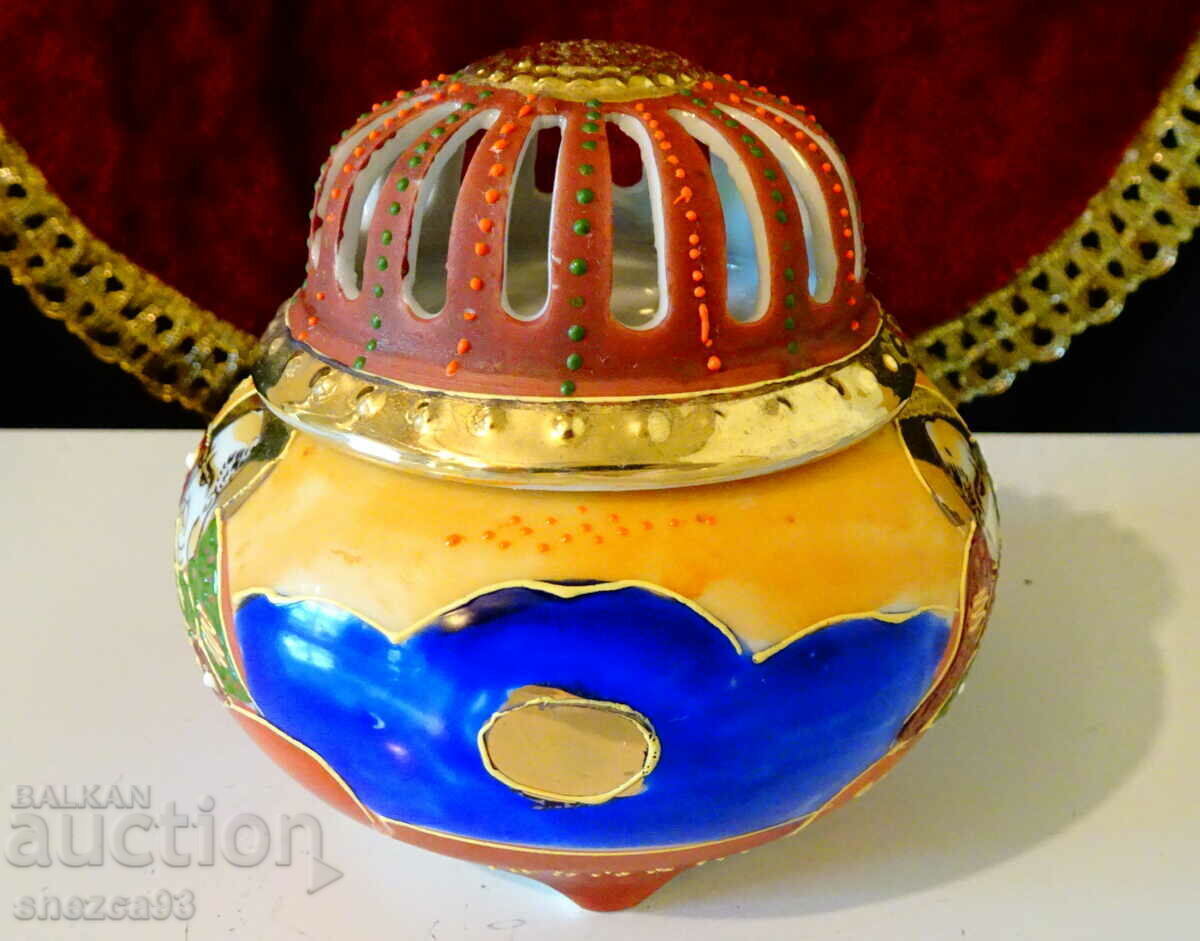 Lampă, cădelniță, porțelan japonez Satsuma. - 5 Lampă, cădelniță, porțelan japonez Satsuma. - 5