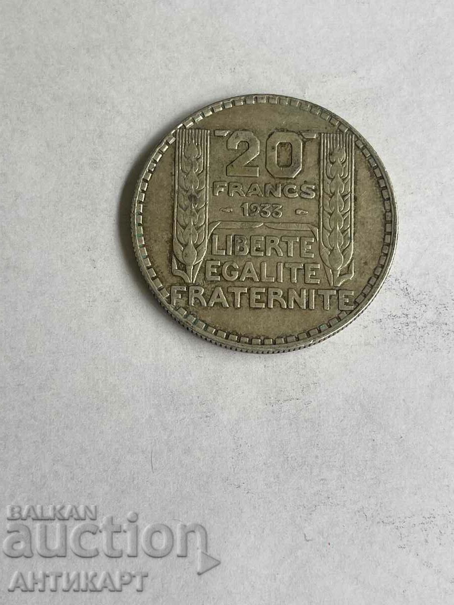 #3 Silver Coin 20 Francs France 1933 Silver