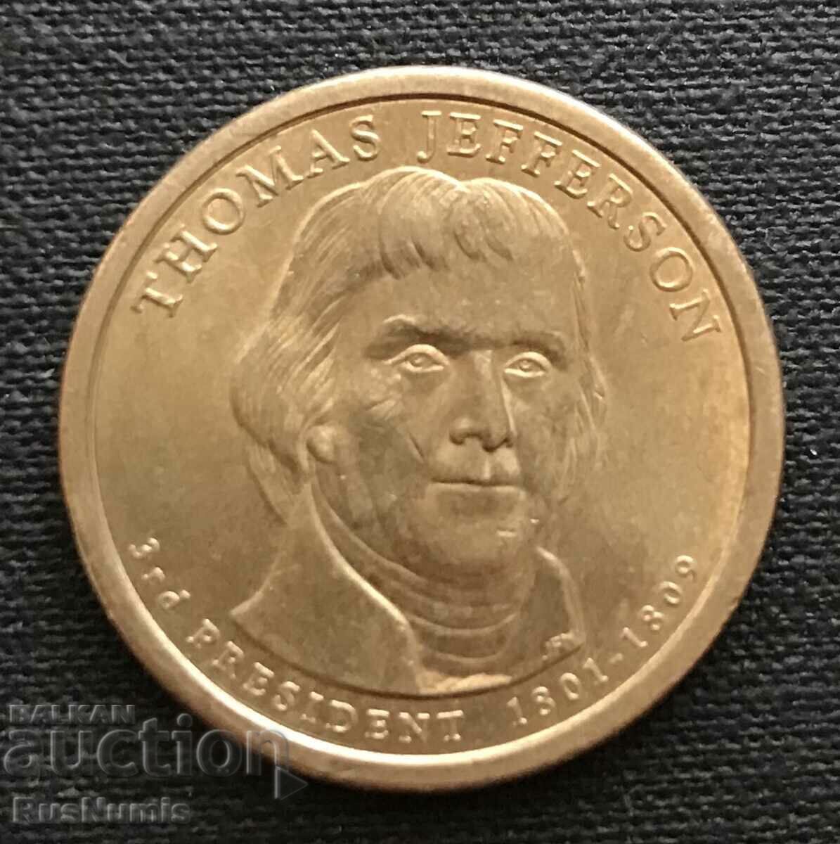 USA. 1 dollar 2007(D). Thomas Jefferson.