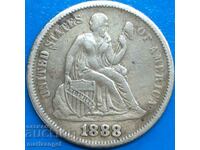 ΗΠΑ 1888 1 δεκάρα 10 cent Seated Liberty ασημί