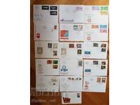 First-day postal envelopes with stamps - 16 pieces