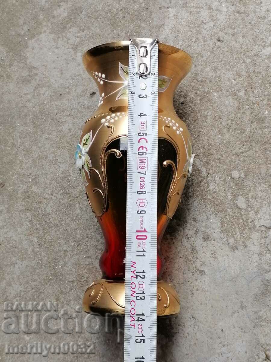 Delivery of Vase bohemian crystal glass gilding Czechoslovakia 20.5 cm high Delivery of Vase bohemian crystal glass gilding Czechoslovakia 20.5 cm high