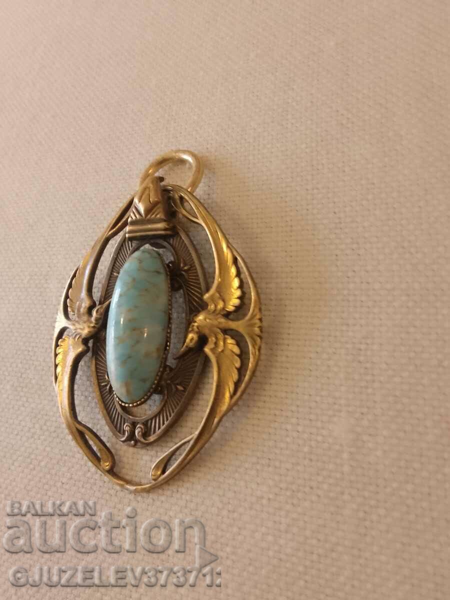 Blue Turquoise Double Locket Victorian Era