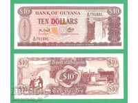 (¯`'•.¸   ГАЯНА (ГВИАНА)  10 долара 1992  UNC   ¸.•'´¯)