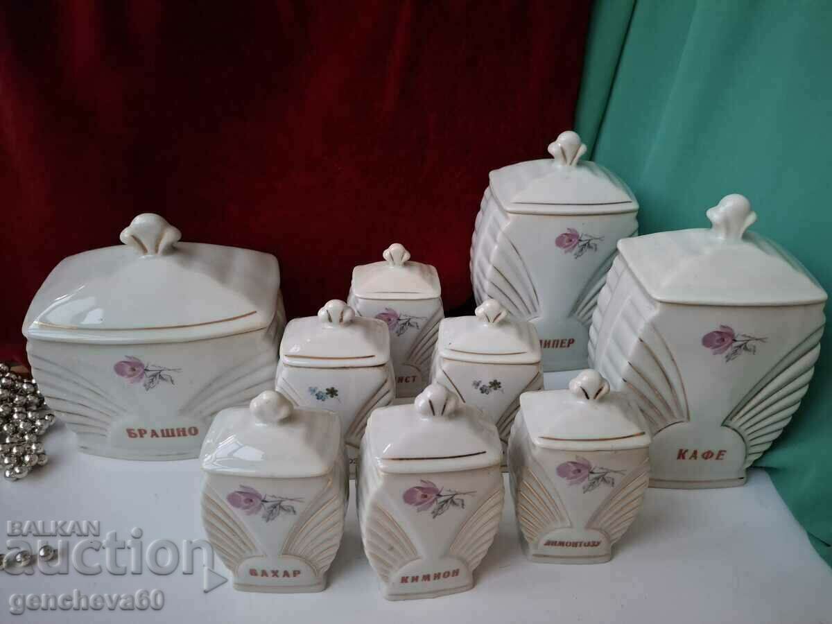 Set de porțelan retro bulgăresc pentru condimente - 7 Set de porțelan retro bulgăresc pentru condimente - 7