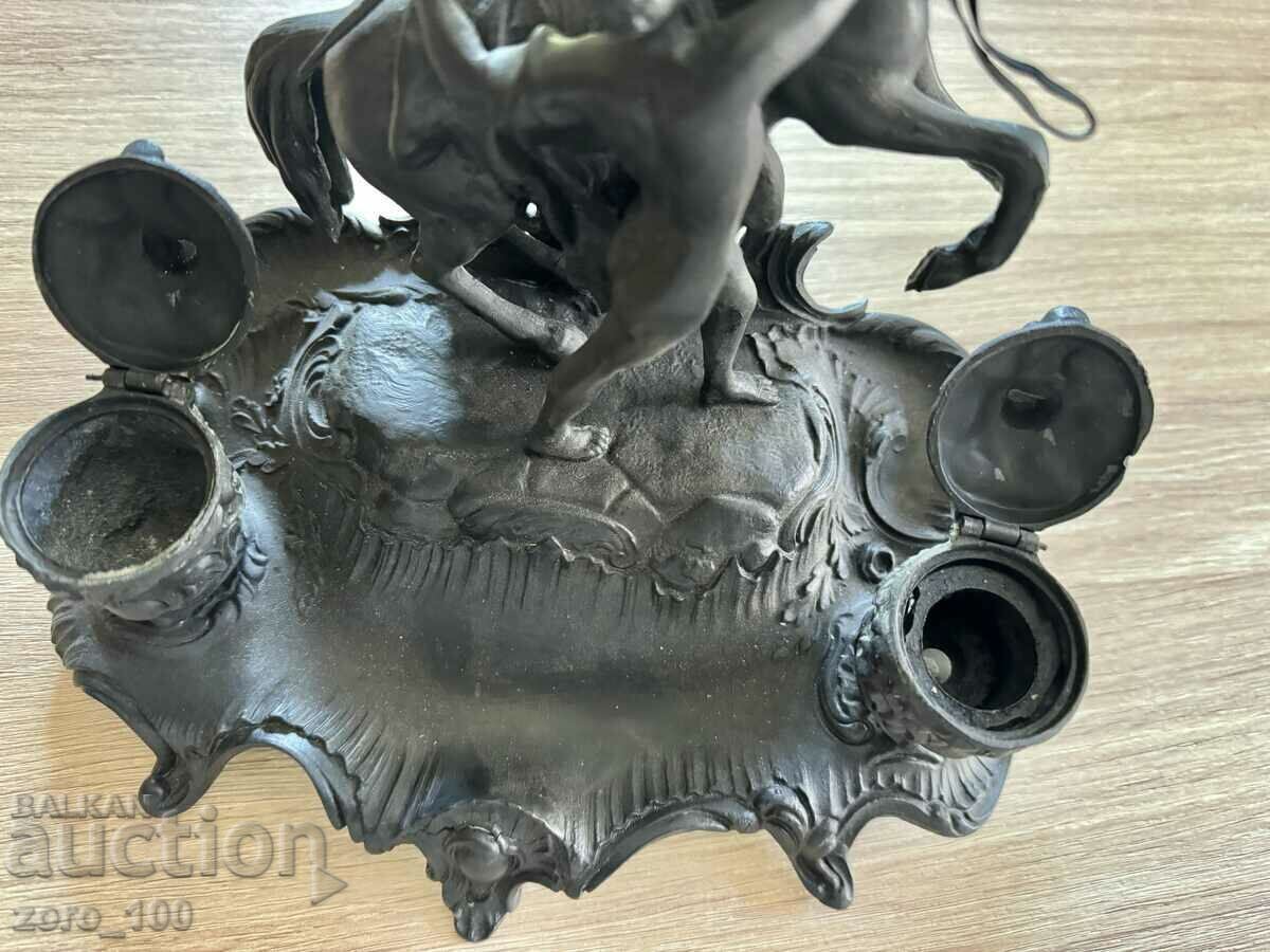 Auction French figural inkwell, tsam Auction French figural inkwell, tsam