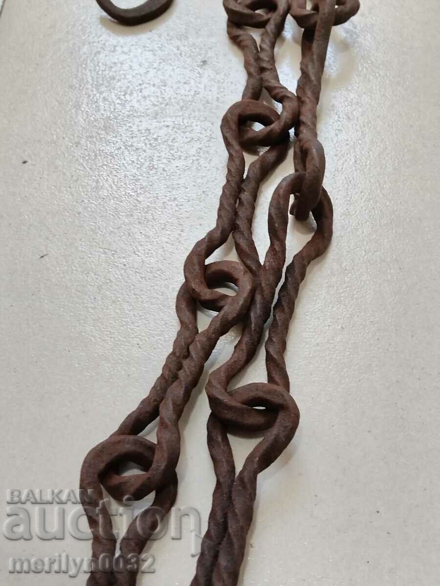 Old Wrought Iron Hearth Chain Wrought Iron Hook Chain - 7 Old Wrought Iron Hearth Chain Wrought Iron Hook Chain - 7