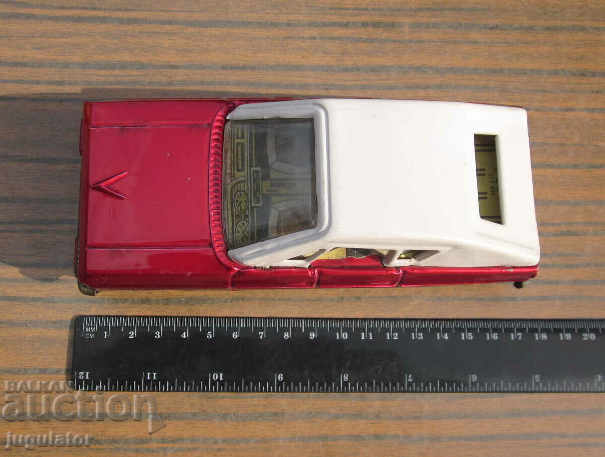 стара механична метална ламаринена играчка количка от соца - 7