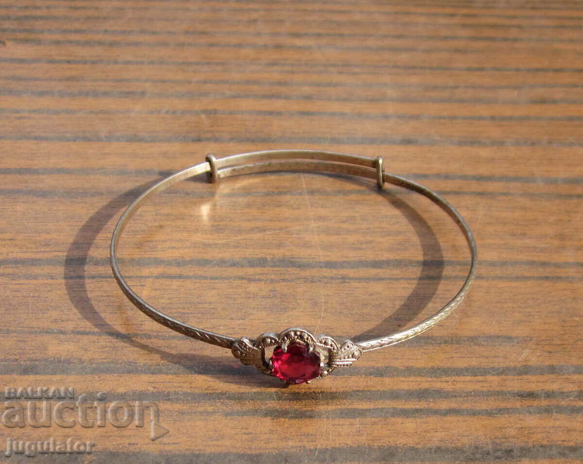 Kingdom of Bulgaria women's silver bracelet with a natural ruby