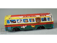 Old Japanese metal sheet metal toy bus model