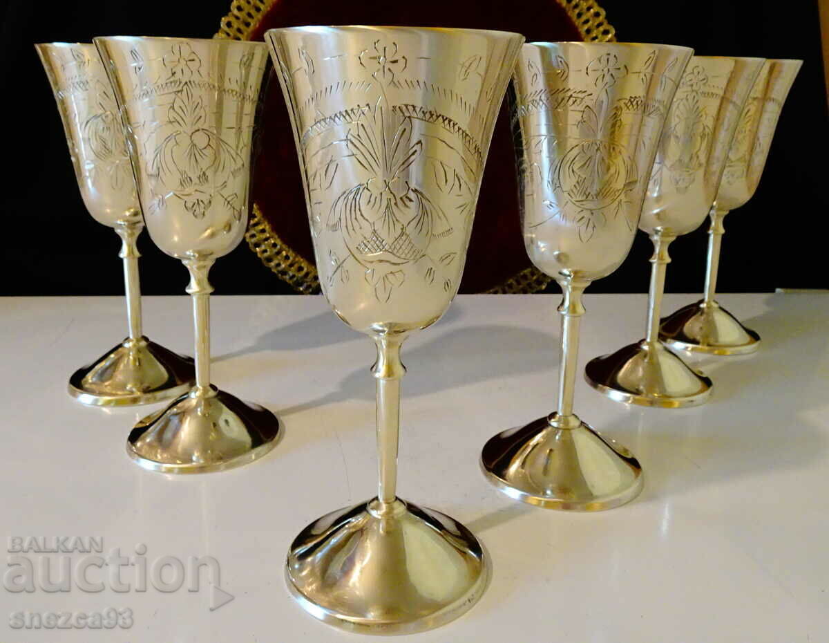 Service of bronze wine glasses, unique Service of bronze wine glasses, unique
