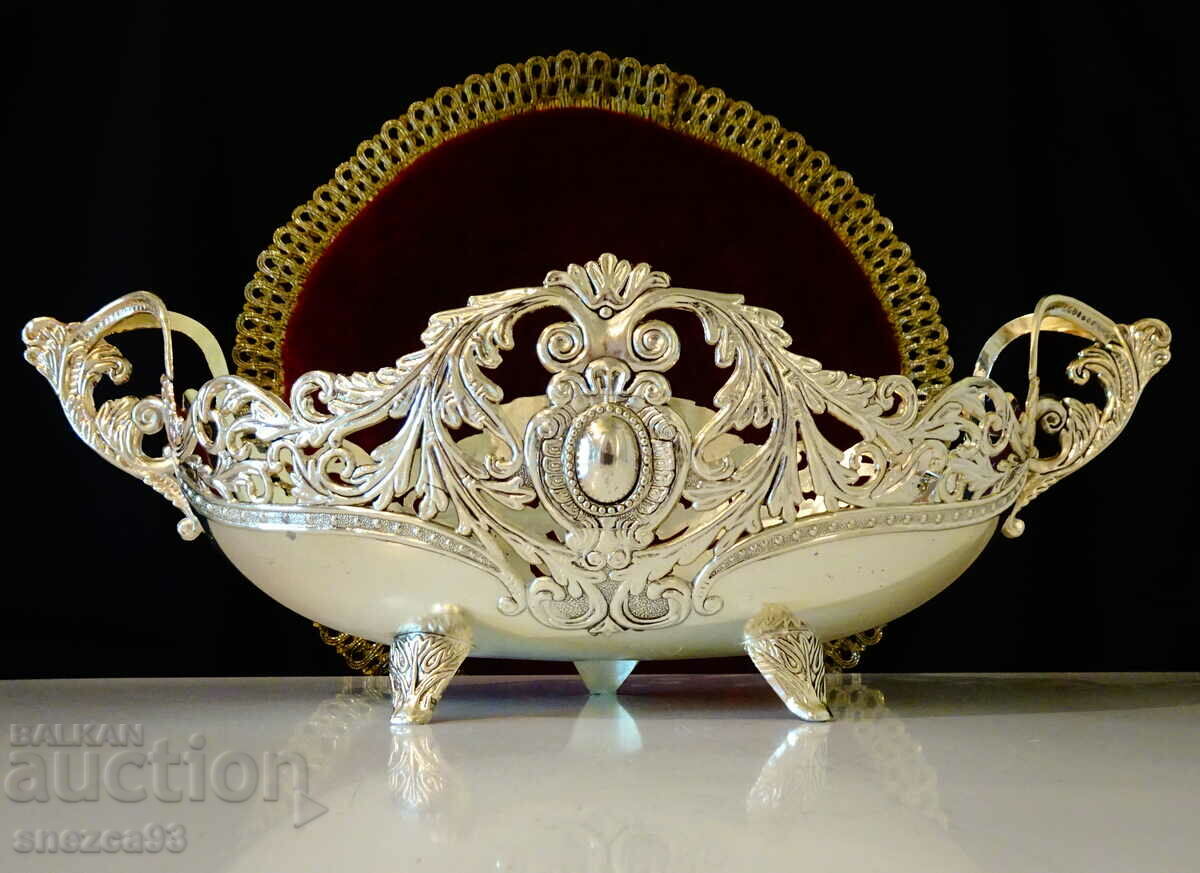 French silver-plated planter, fruit bowl, gondola.