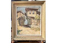 Old Painting Oil paints A. Mechkuevska Houses Sozopol Nessebar