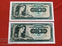 5 dinars 1965 Yugoslavia two banknotes