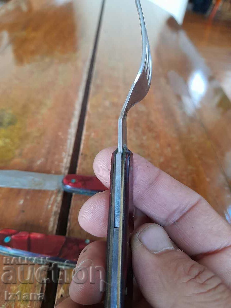 Old folding fork, spoon and knife P. Denev - 6 Old folding fork, spoon and knife P. Denev - 6