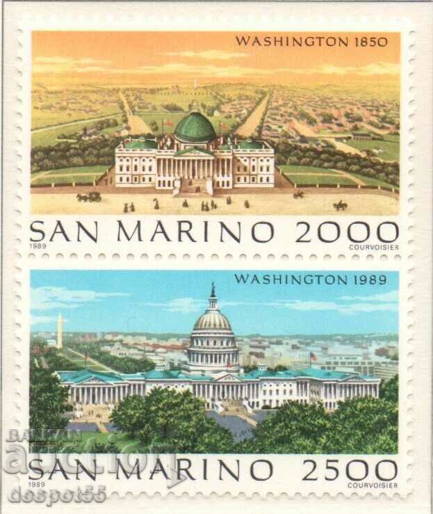 1989. San Marino. Capitol - near and far. CURIOSITY!