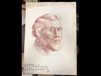 Old drawing master Portrait of a man with a beard pastel