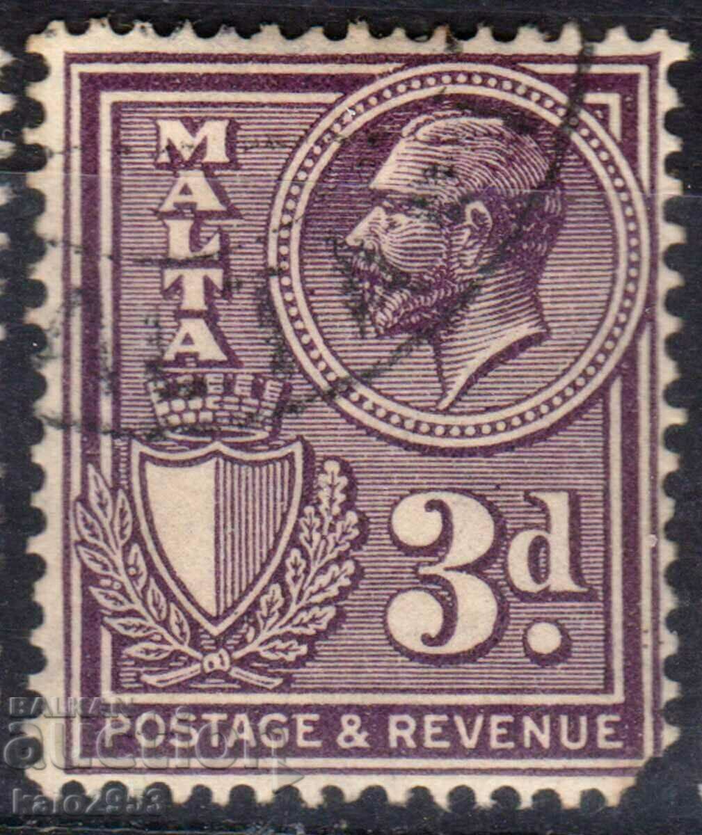 GB/Malta-1930-Редовна-KE V+герба-"Postage/Revenue",клеймо