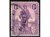 GB/Malta-1922-Regular-Allegory-Malta with shield, stamp